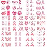 12 Sheets Pink Ribbon Breast Cancer Awareness Face Tattoos Breast Cancer Temporary Tattoo Stickers Decorations for Party