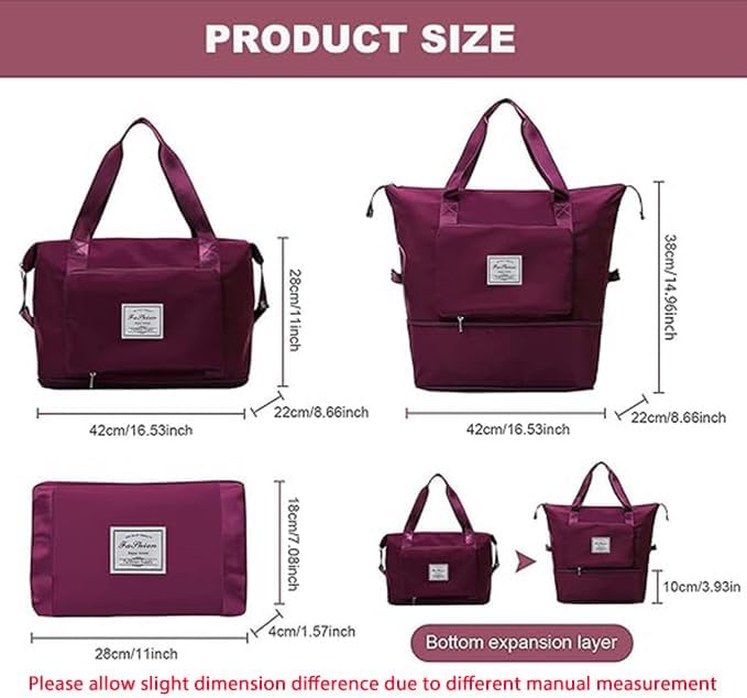 Large Capacity Travel Bag, Foldable Travel Bag, Expandable Travel Duffel Bag, Collapsible Waterproof Large Capacity Travel Handbag, Overnight Bag for Women and Man - Image 4