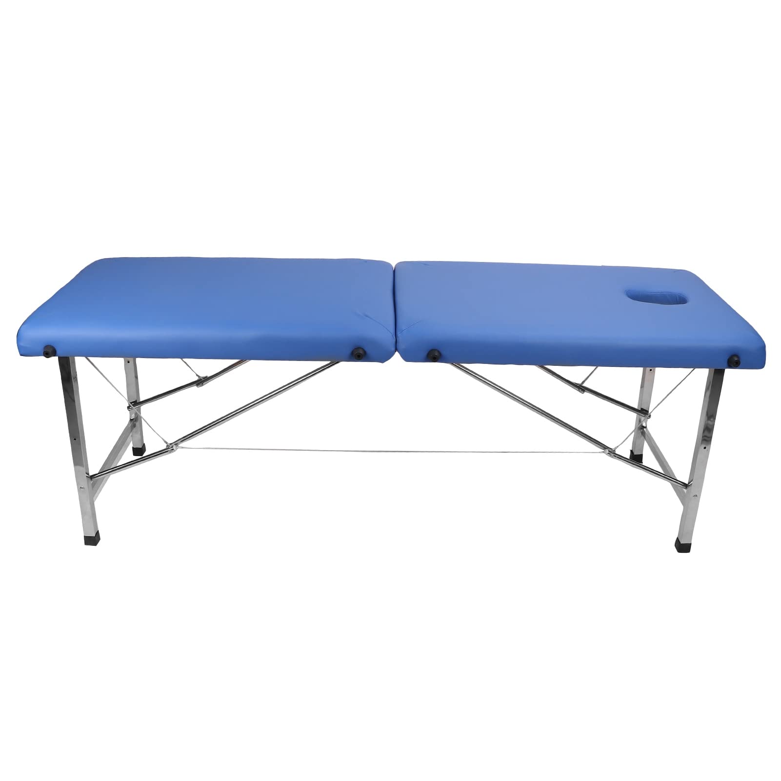 Fyearfly Lettino massaggio pieghevole Panca massaggio pieghevole portatile per il salone 'home office Soggiorno Blu 180x65x60 cm Pelle PU Acciaio inossidabile