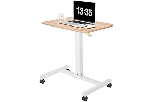 CLATINA Adjustable Mobile Sit Stand Laptop Desk on Wheels