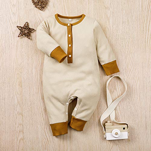 Printasaurus Girls Romper&Jumpsuit 0-3 Months Newborn Baby Boys Girls Button Long Sleeve Knitted Romper Jumpsuit Outfits