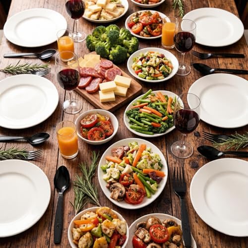 Image of MOACOCK 200 Count Black Plastic Silverware, Heavy Weight Plastic Forks Spoons, Disposable Utensils Cutlery Set for Wedding Party Supplies Everyday Use