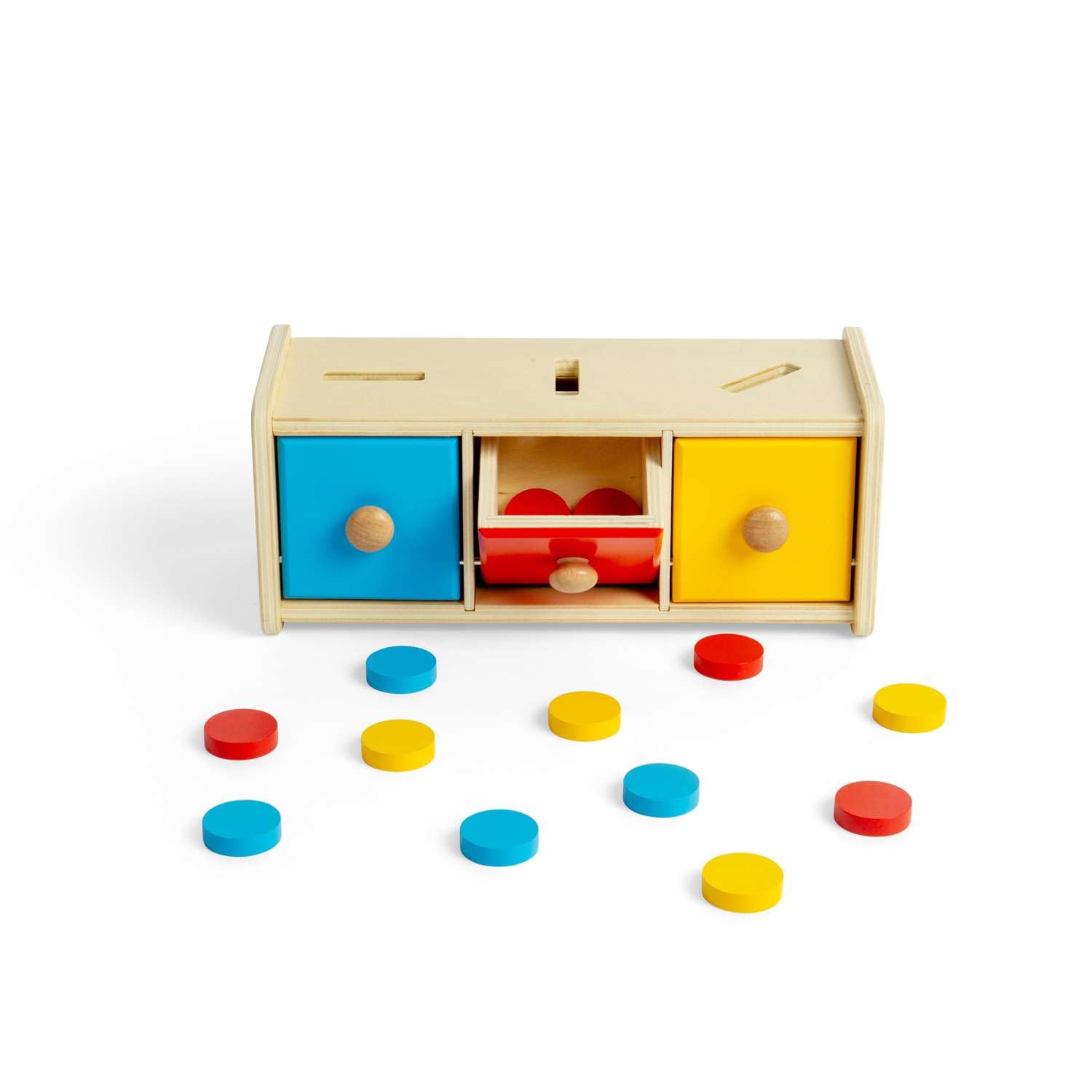 Bigjigs Toys Clasificador de fichas – 16 piezas de juguete Montessori de madera a juego, actividad educativa de aprendizaje temprano para niños pequeños, hecho de forma sostenible, a partir de 12