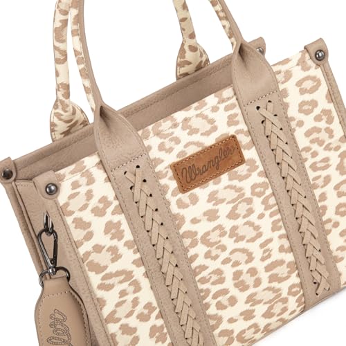 Image of Wrangler Cow Print Tote Bag for Women Western Purse Boho Top Handle Satchel Handbag with Signature Strap