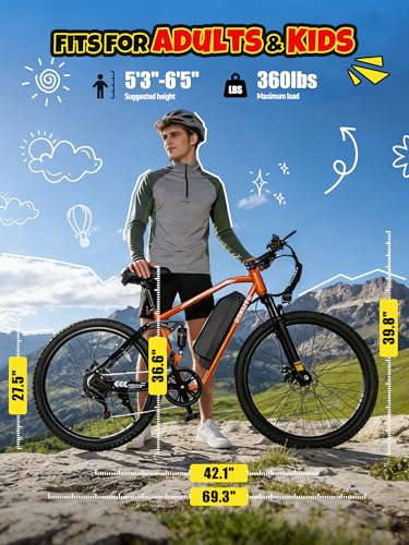 Image of ESKUTE M200F Electric Bike for Adults - 27.5 inch Tire Mountain E-Bike, 1500W Peak Brushless Motor 31+MPH, 48V 20.8Ah Removable Battery, Up to 80 Miles, Step Over Commuter E-MTB, Full Suspensions