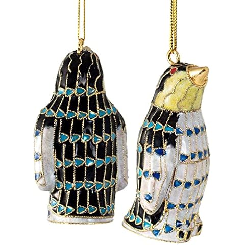 Value Arts Handmade Cloisonne Blue Penguin Hanging Ornament Cover