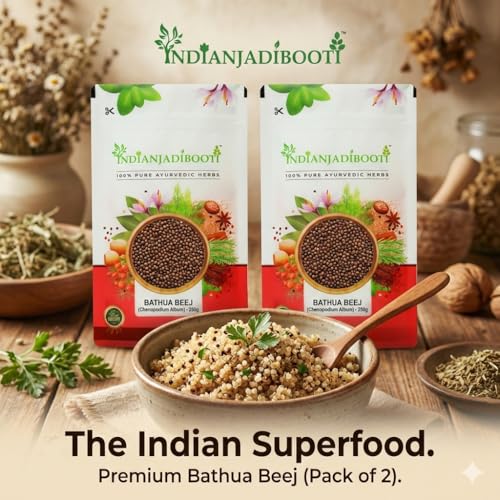 Image of IndianJadiBooti Pure Bathua Seeds (Chenopodium Album) | Lamb's Quarters | Traditional Ayurvedic Superseed for Digestive Harmony, Systemic Cleansing & Vitality 250 Grams