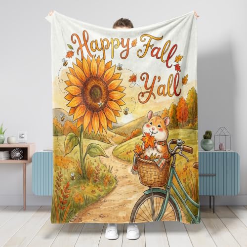 Couverture aquarelle hamster d'automne grand plaid doux canapé voyage plage - 2