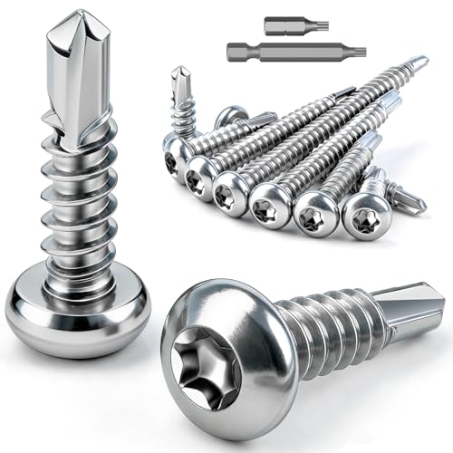 mawmuaw Wkręty samogwintujące Torx M4,2 x 19 mm, wkręty samowiercące Torx ze stali nierdzewnej 410, głowica soczewkowa, wkręty samowiercące DIN 7504, okrągłe wkręty samowiercące do mebli, drewna i