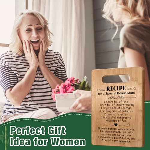 Image of Popular Gifts for Bonus Mom Mothers Day, Cutting Board Gift for Bonus Mom, Bonus Mom Birthday Gifts from Daughter Son