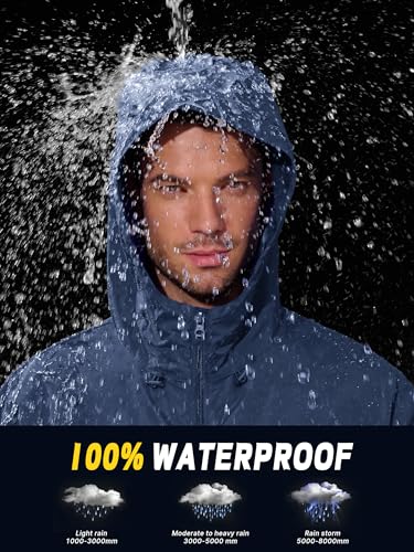Image of UIQUR Mens Raincoat Waterproof Rain Jacket