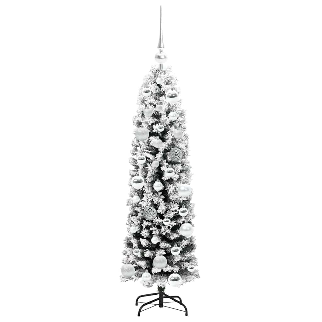 Albero di Natale artificiale, 120 cm, verde, con 150 LED a luce bianca calda e supporto stabile, sottile albero in PVC, per interni ed esterni protetti, decorazione festiva
