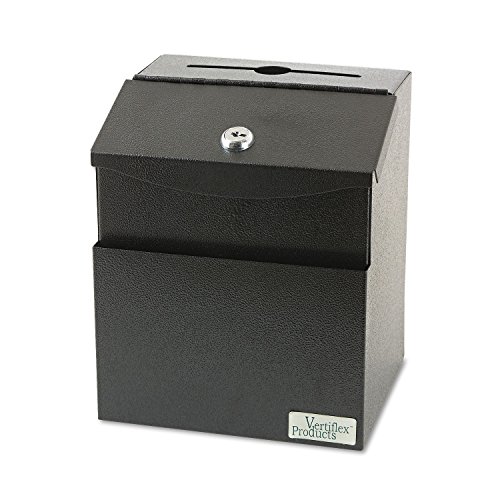 Vertiflex 50085 Steel Suggestion Box With Locking Top, 7 X 6 X 8 1/2, Black #TOP5