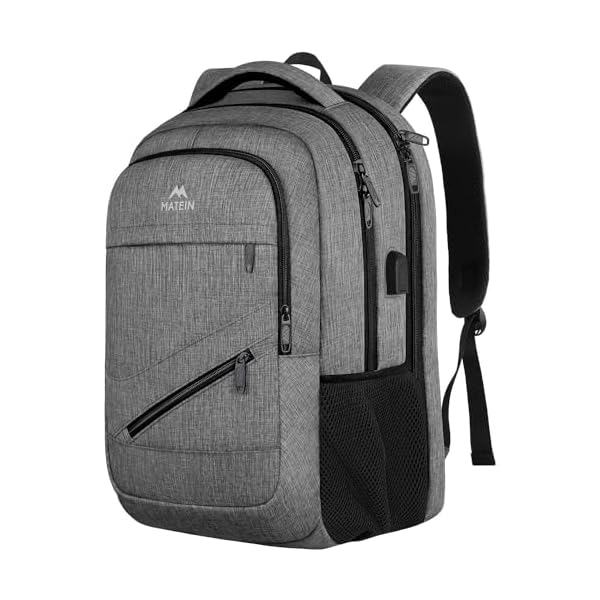 MATEIN-Travel-Laptop-Backpack-17-inch-Business-Flight-Approved-Carry-on-Backpack-TSA-Large-Computer-Backpack-for-Men-Women-with-USB-Port-and-Trolley-Sleeve-College-School-Tactical-Book-Bag-Grey TSA Approved Backpack