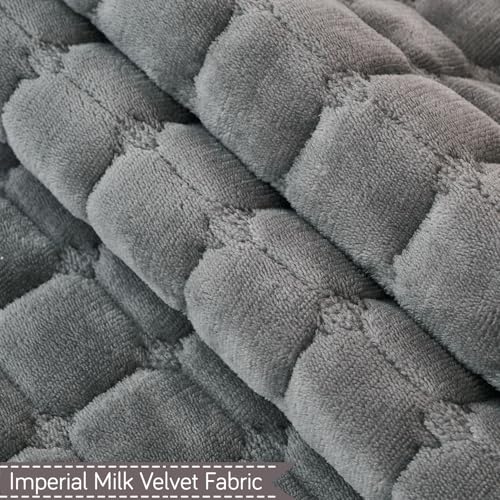 Image of HOKIPO 'BelleLace Series' Imperial Milk Velvet Sofa Backrest Mat Cover with Lace | Anti-Slip | 1 Pc - Porpoise Grey (AR-6311-DGRY)