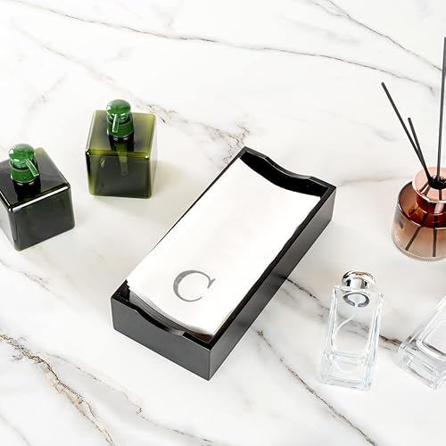 Miniatura 40 de Luxenap - Toallas de invitados de 15.8 x 7.9 pulgadas, 50 toallas de mano con letras plateadas, letra "P", fuente Sans Serif, servilletas de papel