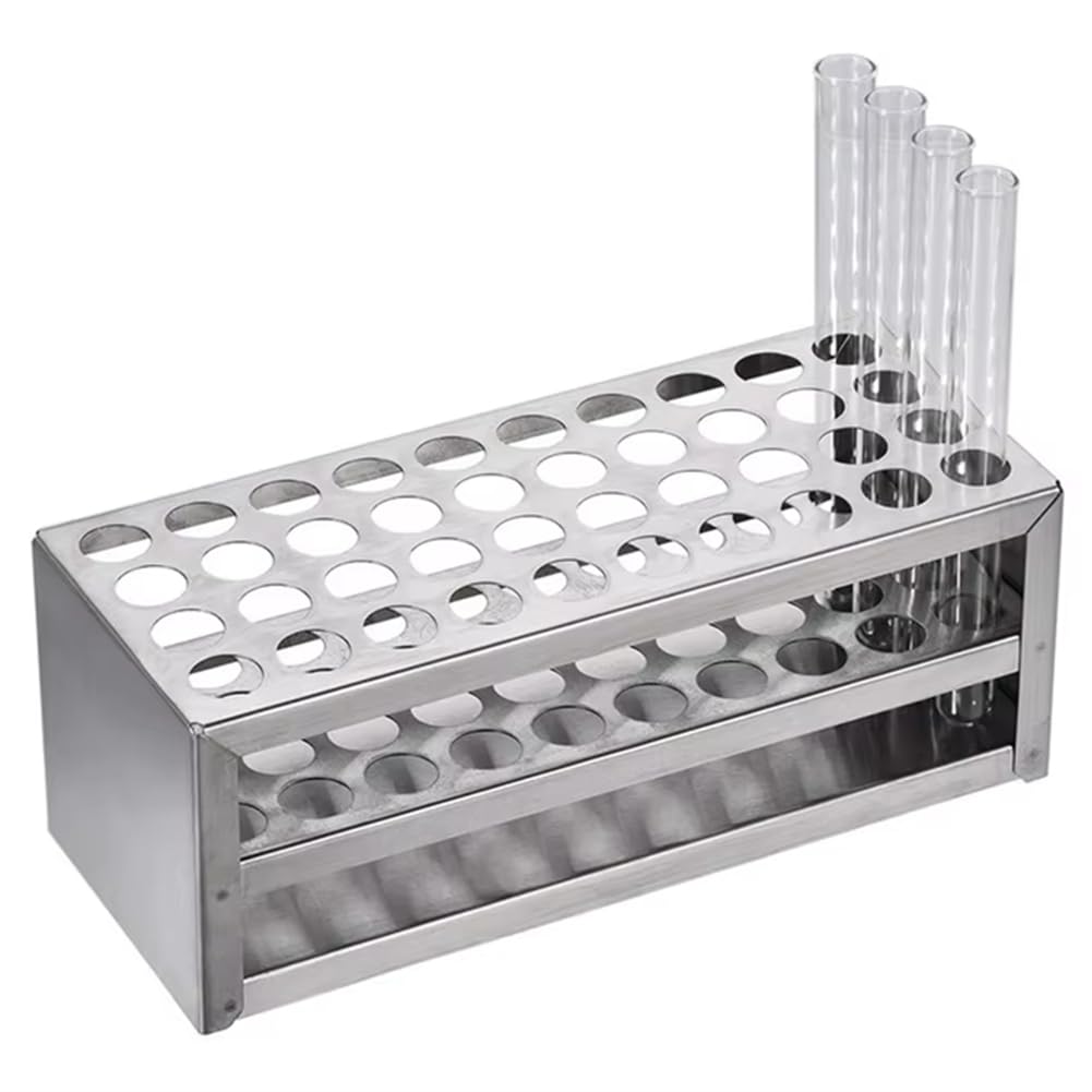 Hndhbfgrt Ideal for Laboratory Use, Stainless Steel Test Tube Rack, 32-Hole Holder for 0.89 Inch Tubes, Acid-