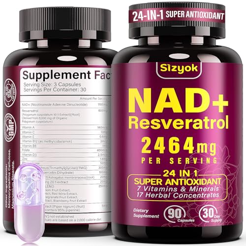 NAD Supplement 1100mg + Resveratrol 600mg – Advanced Liposomal NAD+ Capsules with Pterostilbene & Quercetin