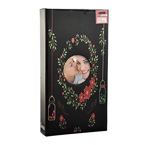 Arpan 6x4 Designer Slip In case Photo Album with 300 Pockets (Black Floral)
