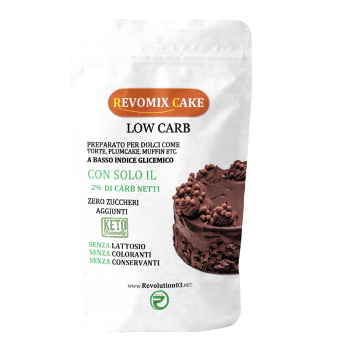 Revomix Cake Low Carb, Preparato per Dolci Keto Friendly, Zero Zuccheri Aggiunti, Senza Lattosio, Senza Coloranti, Senza Conservanti - 2 Confezioni da 1 RevoMix Cake ciascuna - 1 RevoMix Cake 500g