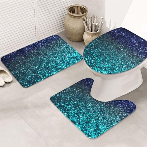 Tapis de salle de bain à paillettes bleu sarcelle haut de gamme