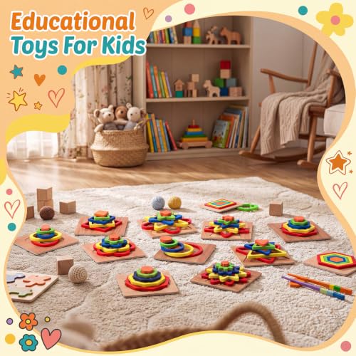 Image of 10 Pack Montessori Toys, Toddler Toys Puzzles Wooden Shape Sorting Puzzle Sensory Toy Preschool Learning Educational Autistic Developmental for Girls Boys Birthday Gifts