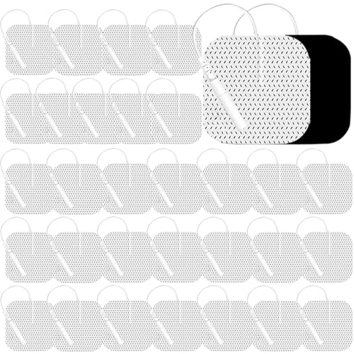 Image of Tens Unit Electrode Pads 32Pcs 2x2 inch Upgraded Reusable Tens Unit Pads Replacement SM Electrodes Compatible with TENS 7000, AUVON, NURSAL, Etekcity, Nicwell Care, TENKER, HealthmateForever TENS