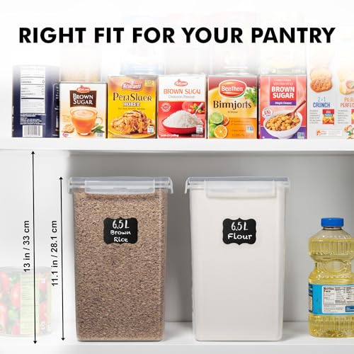 Image of WHITE FEATHER SUPPLIES 2 PC [7 Qt / 6.5L / 220 Oz] Large Food Storage Containers with Lids Airtight - BPA Free Clear Plastic Kitchen and Pantry Storage Containers for Cereal, Flour, Sugar, Rice