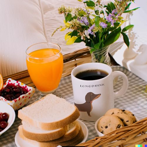 speecheese Dackel Kaffeebecher mit Spruch Longdrink Perfekt für Dackel-Liebhaber Ideal für Alkohol Fans - Gin Tonic Tequila Wodka Whisky