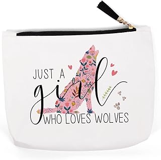 Wolf Gifts for Wolf Lovers, Wolf Stuff Merch Decor, Wolf Gifts for Women Girl, Christmas Birthday for Wolf Lover Owners, Breeder, Crazy Wolf Lady Makeup Bag – Just A Girl Who Loves Wolfs