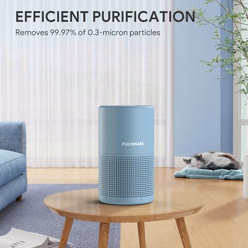Image of FULMINARE Air Purifiers for Home Bedroom H13 HEPA Air Purifier, 3 Speeds, Timer, 24dB, Small Mini Air Purifier with Night Light, Mist Blue