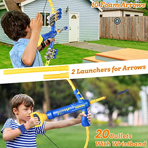 Doloowee Impact Foam Bow And Arrow Set Toy, New Upgraded Super Archery Set Shoots Over 120 Feet, 1 Bow 10 Arrows With 20 Bullets, Play Indoor And Outdoor For 3 4 5 6 7 8-15 Years Old Boys Girls Toys #TOP1