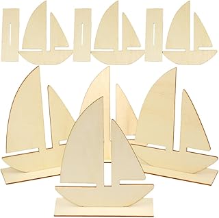 10 Pcs Unfinished Wooden Sailboat Models Nautical Wood Cutouts Nautical Ocean Theme Sailboat Decor for Home DIY Crafts Projects - Buy now
