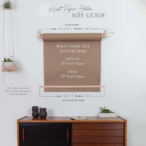 Miniatura 7 de KEYAIIRA - Kraft Paper Message Board Dispenser wood & leather wall hanging grocery list board butchers paper roll holder Dispenser Paper Roller