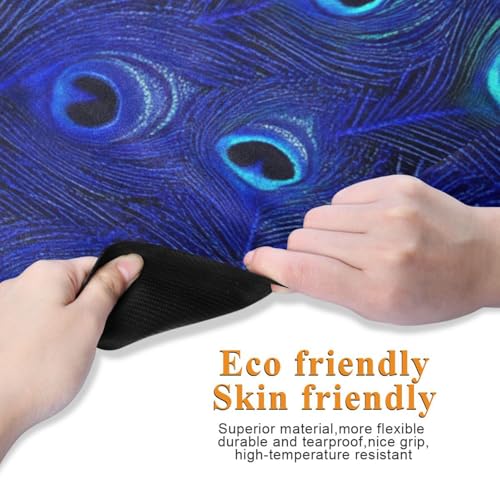 Blue Peacock Feather yoga for home gym printed, natural rubber non slip, with Yoga bag tapete para ejercicio 71x26 inches 1MM - Image 3