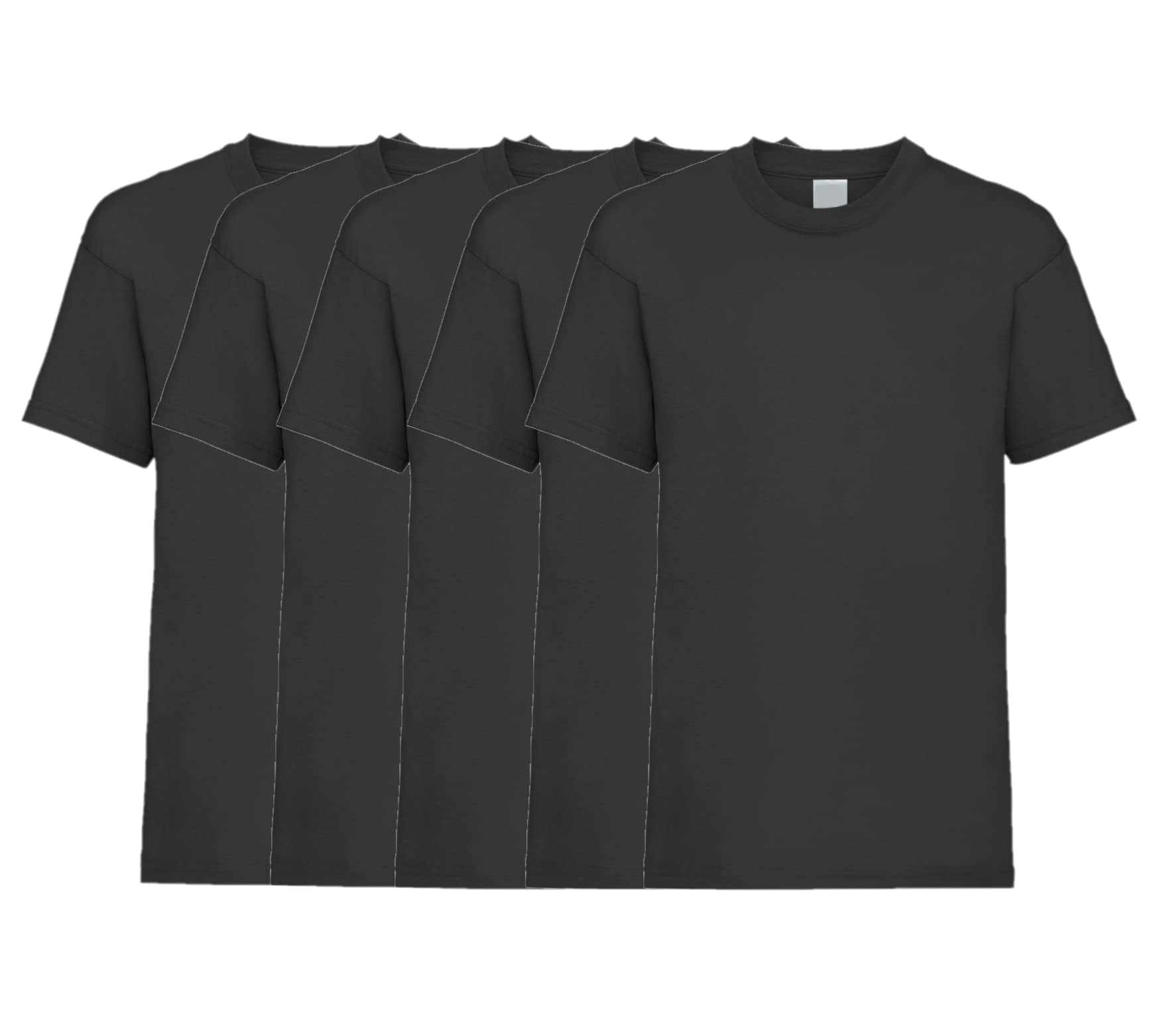 COOZO Unisex Kids Valueweight Pack of 5 Short Sleeve T-Shirts - Black - 12-13 Years