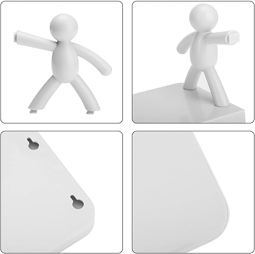 Miniatura 6 de Paquete de 2 estantes flotantes de pared de baño con bonita muñeca, estante colgante de pared de villano, estante de almacenamiento de humanoides