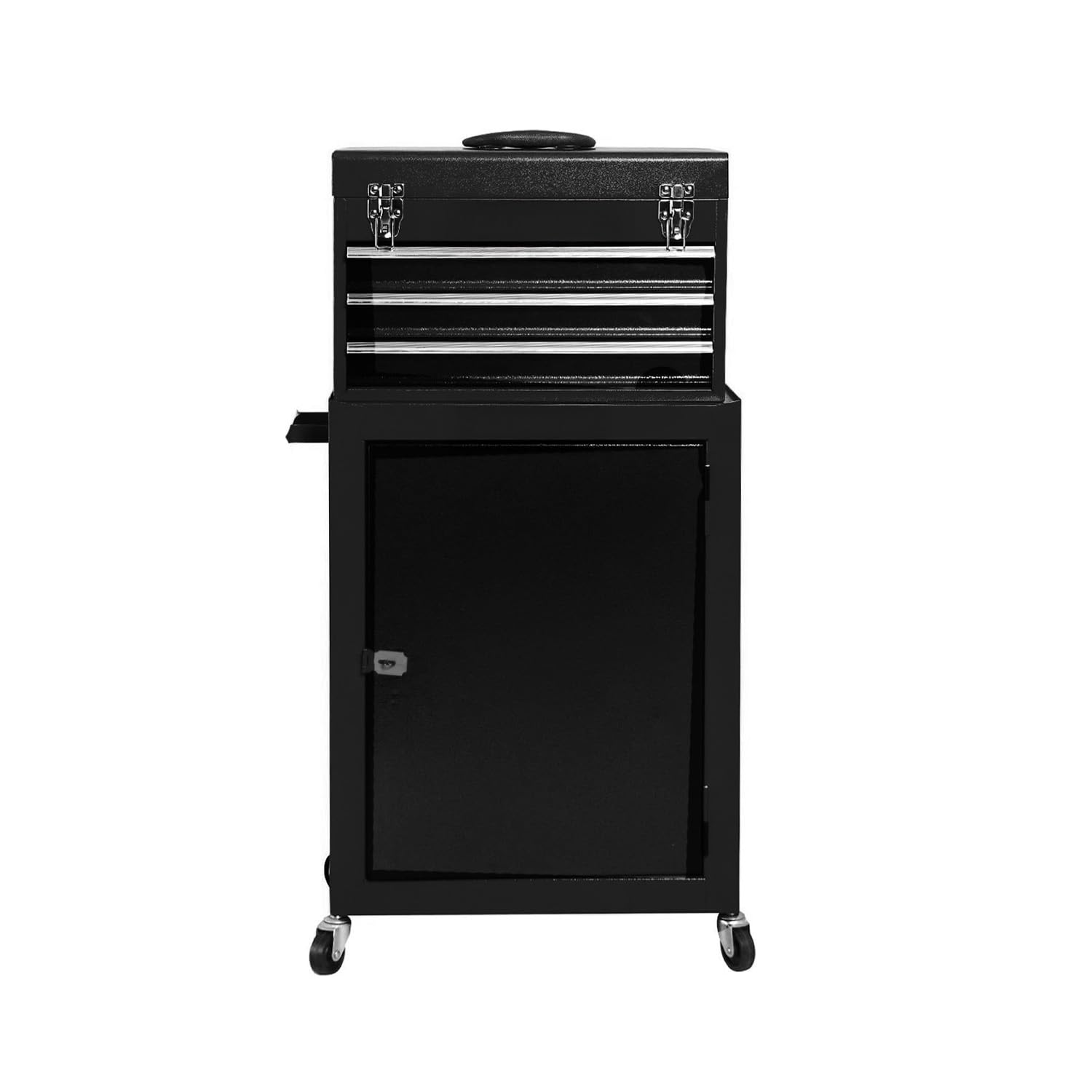 CT01 Carrello Portautensili da Officina con Serratura - 3 Cassetti e 3 Vani, Capacità 150 kg,Ideale per Meccanica e Professionisti - Carrello Porta Attrezzi Vuoto, Nero
