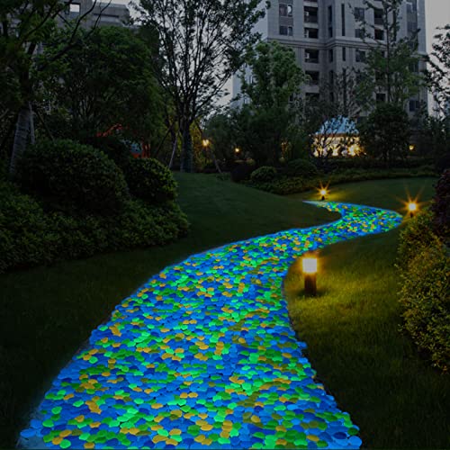 Image of Kaiyuan Dynasty 100Pcs Colorful Glow in The Dark Pebbles，15-20mm Glowing Stones for Garden,Outdoor,Yard, Aquarium, Walkway,Pathway （Color