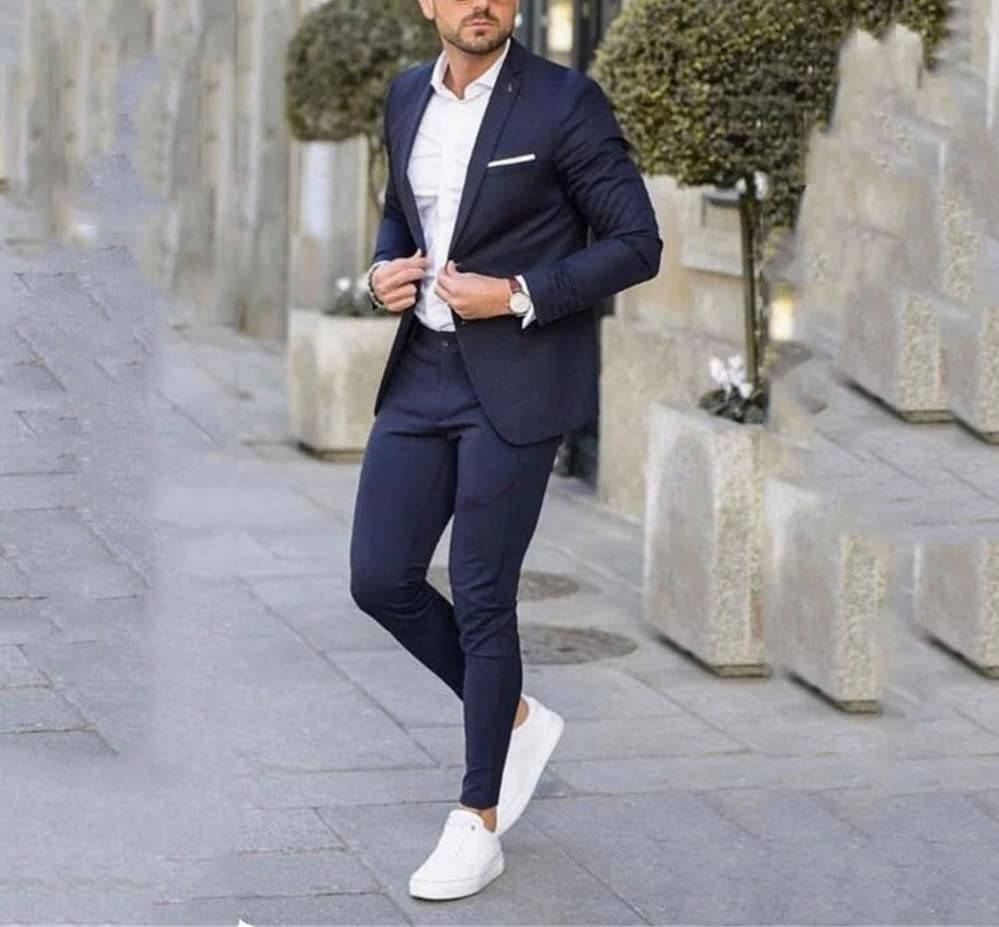 Revers à encoche sur costume 2 pièces homme pour silhouette élancée - 2