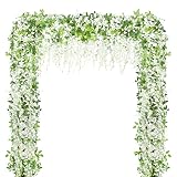 Artificial Flowers White Wisteria Garland Vine Silk Hanging Flower for Home Garden Outdoor Ceremony