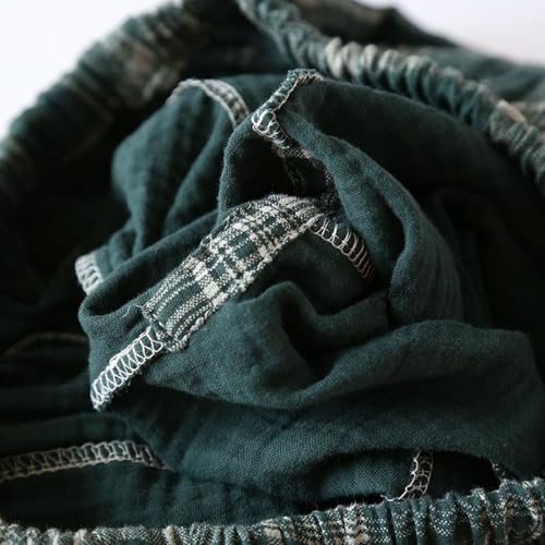 Men's Capri Pajama Pants Thin Cotton Pj Bottoms Plaid Printed Cool Cozy Home Sleep Lounge Pocket2