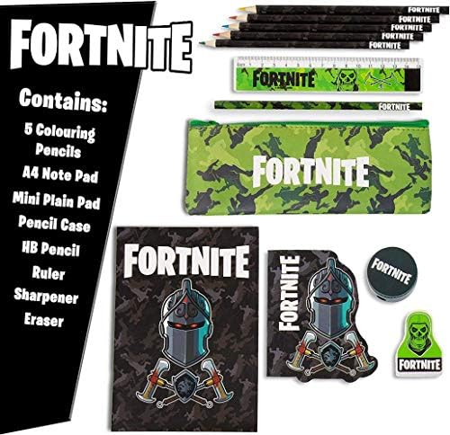 xmwm Fortnite Stationery Set for Boys, Set Includes Pencil Case, Notebook and Colouring Pencils, Back to School Stationary Supplies, Official Merchandise Fortnite Gifts for Boys And Teens