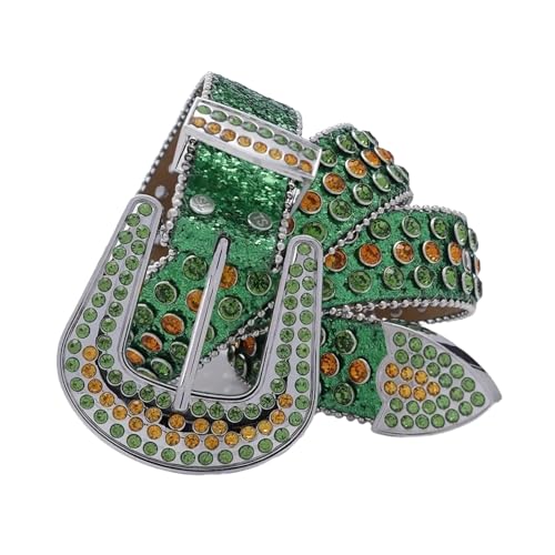 appuivbt Green Rhinestones Waist Belts for Jeans Glitter Belt for Woman Cowboys Cowgirls Jeans Skirt Waistband