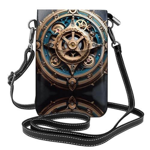 Sac bandoulière Steampunk imprimé engrenages avec pochette monnaie de voyage