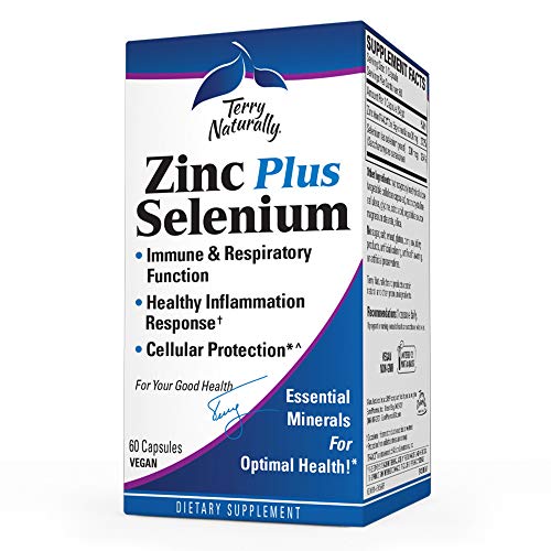 Terry Naturally Zinc Plus Selenium - 60 Capsules - Immune Support, Respiratory Function, Cellular Protection - Non-GMO, Vegan - 60 Servings