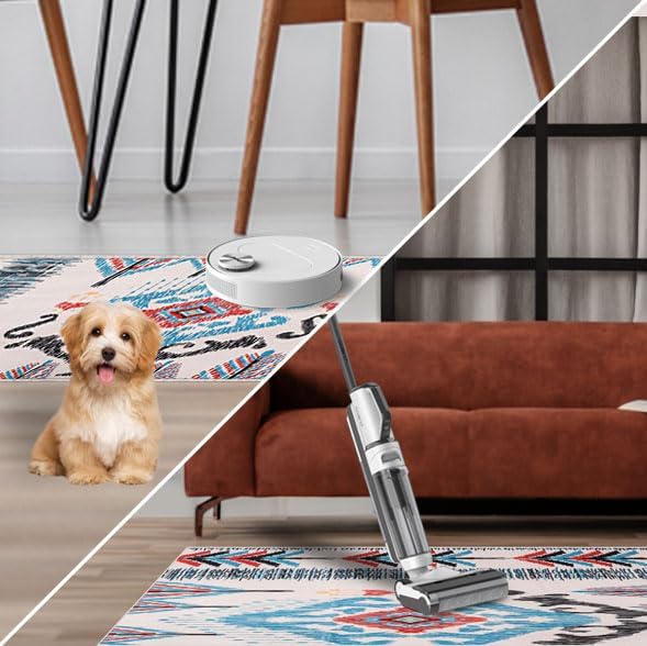 Miniatura 6 de YOEGE Alfombra bohemia lavable de 4 x 6 pies, para dormitorio, sala de estar, cocina y aire libre, antideslizante, fácil de limpiar, no se