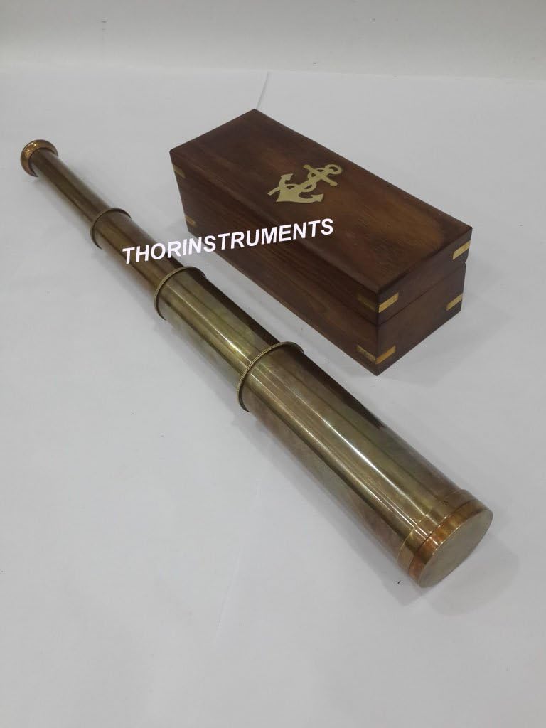 Vintage Nautical Telescope Antique Pirate Spyglass Collectible Marine with Box Rustic Vintage Home Decor Gifts
