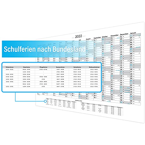 Etoni Wandkalender, jaarplanner 2022, XXL, 100 x 70 cm, gevouwen, in posterformaat, Duitse versie Liggend formaat… - Image 5