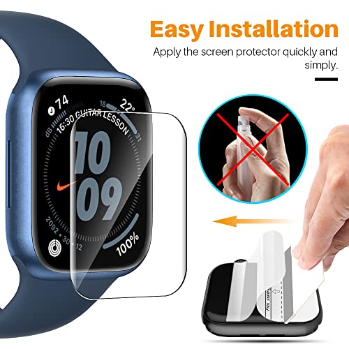 8 Pack LK Screen Protector for Apple Watch Series 7 45mm Screen Protector and Apple Watch Series 6 SE Series 5 44mm, Max Coverage, Touch Sensitive, Self-Healing, Bubble Free, HD Clear Soft Film